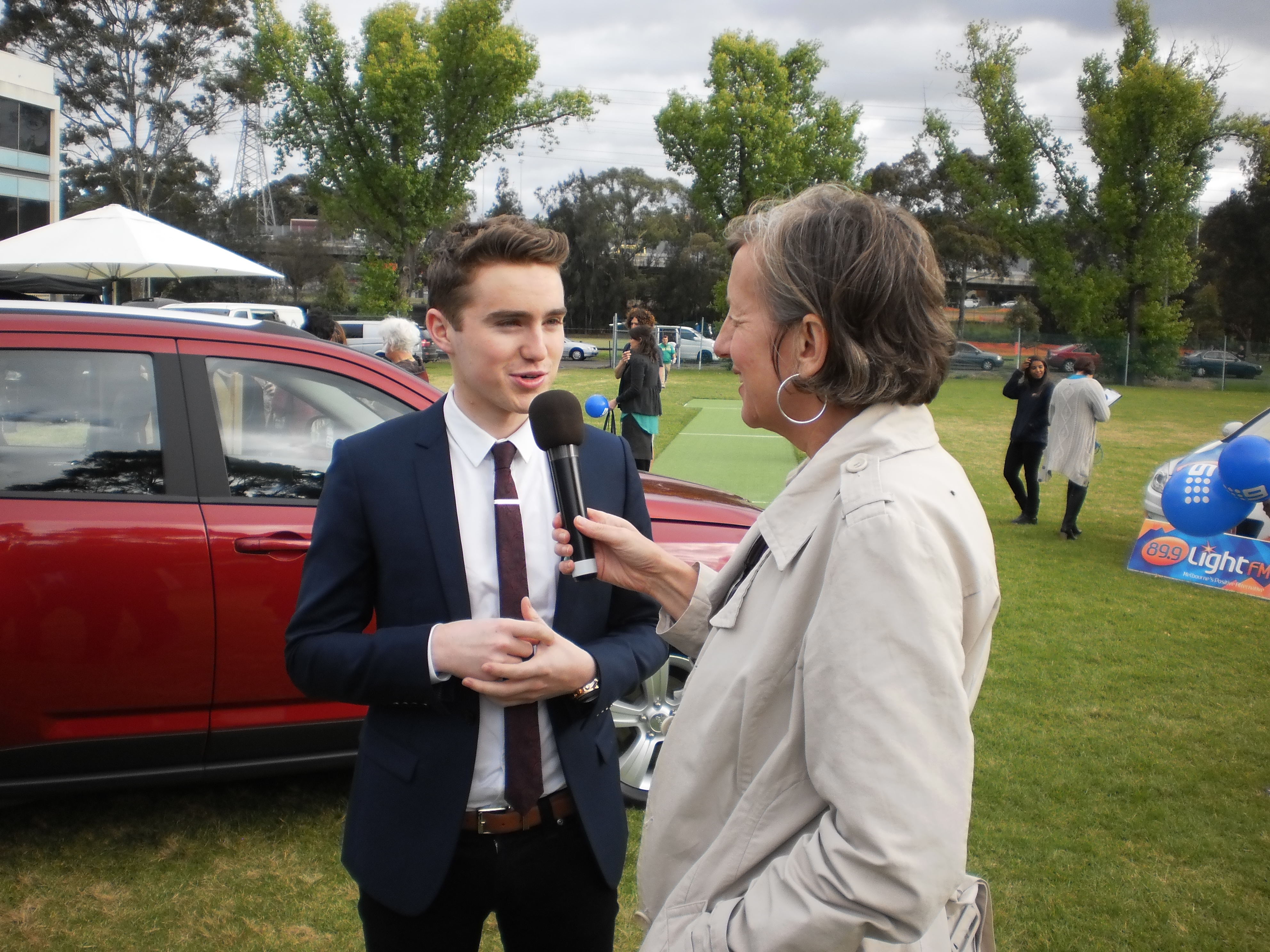 Stella talks to Harrison Craig at the Carols by Candlelight launch