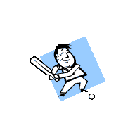 A gif of a cartoon character hitting a cricket ball.